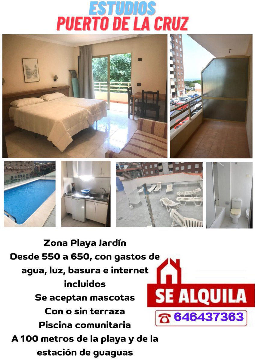 Se alquilan estudios en Puerto De la Cruz. Norte de Tenerife
