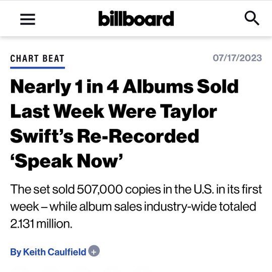 songsplits's tweet photo. 🔁 from @keith_caulfield: Nearly 1 in 4 Albums Sold Last Week Were Taylor Swift’s Re-Recorded ‘Speak Now’ https://t.co/cmDCiW1uN1 

#taylorswift #speaknowtaylorsversion #billboard #billboardcharts #musicbusiness #musicindustry #pop https://t.co/hqL6nxYReJ