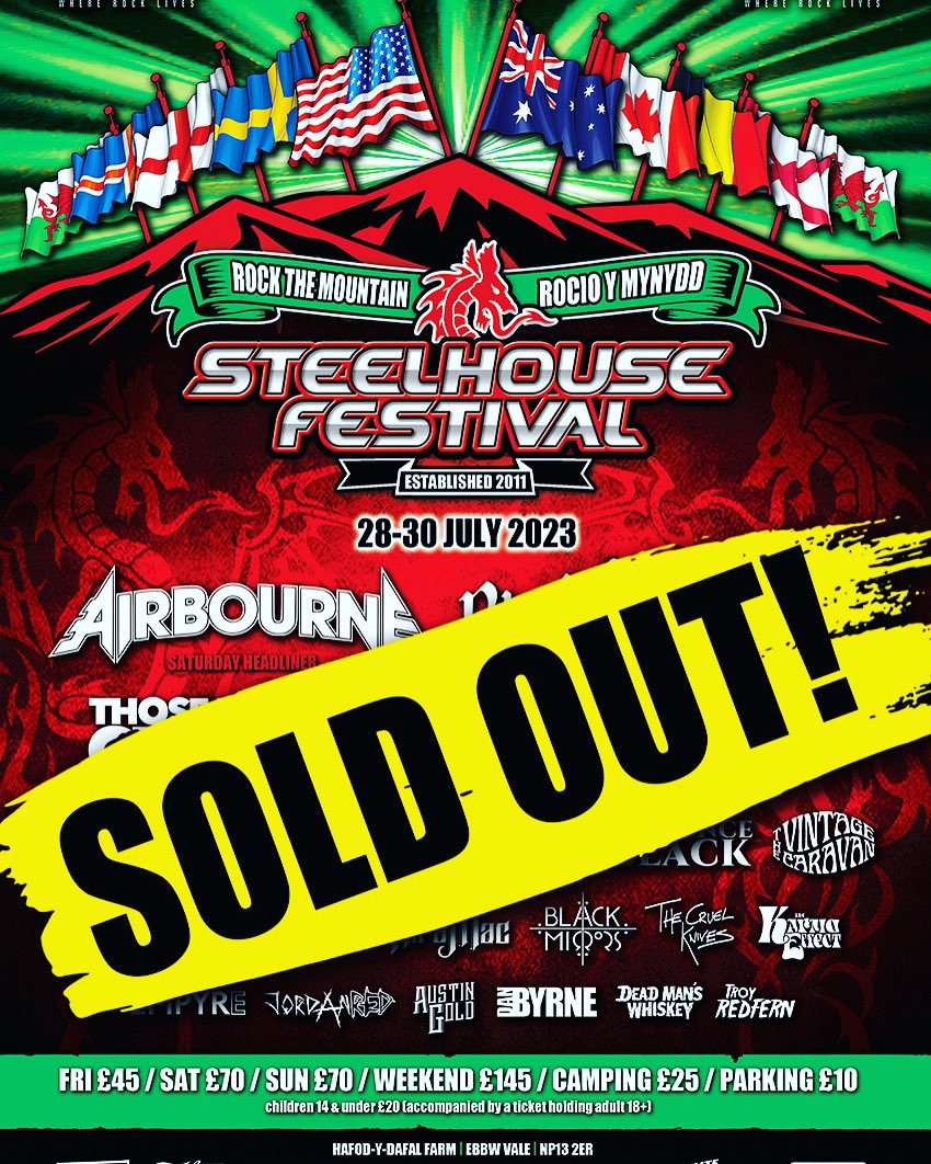 Steelhouse Festival 2023 is sold out! See you on the mountain 🏴󠁧󠁢󠁷󠁬󠁳󠁿