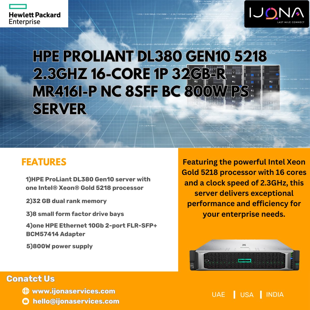 ijonatech's tweet image. Upgrade your business to the next level with the HPE ProLiant DL380 Gen10 5218 2.3GHz 16-core 1P 32GB-R MR416i-p NC 8SFF BC 800W PS Server from HPE. 

Contact Us : ijonaservices.com/contact-us/

#ServerTechnology #BusinessGrowth #DataSecurity #veeam