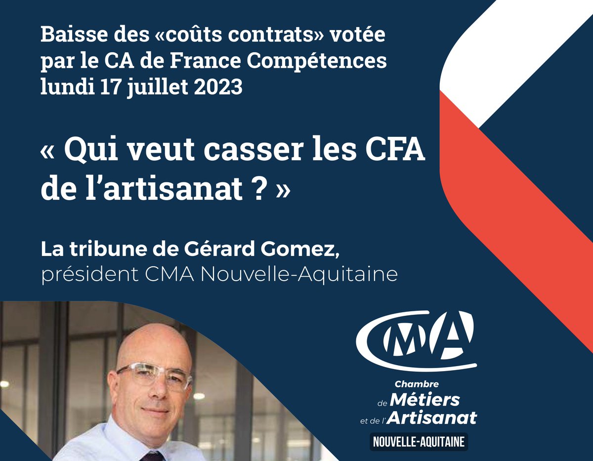 🔴Qui veut casser les CFA de l'artisanat?
G GOMEZ, président CMA Nouvelle-Aquitaine:
"... (une) ambition (du gouvernement) de former 1 000 000 d'apprentis, (...) De l'autre côté, (...) réduction des financements ..."
👉 : pulse.ly/37rjz9r17b
#Formation #Apprentissage #CMA