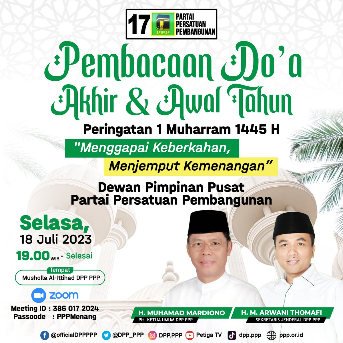 DPP_PPP's tweet photo. Ahlan Wa Sahlan 
Di Tahun Baru Islam 
1 Muharram 1445 H

Semoga kita diberikan keberkahan lahir dan batin dalam memasuki tahun baru ini 🤲

#TAHUNBARUISLAM https://t.co/eCK8Wdbf8s