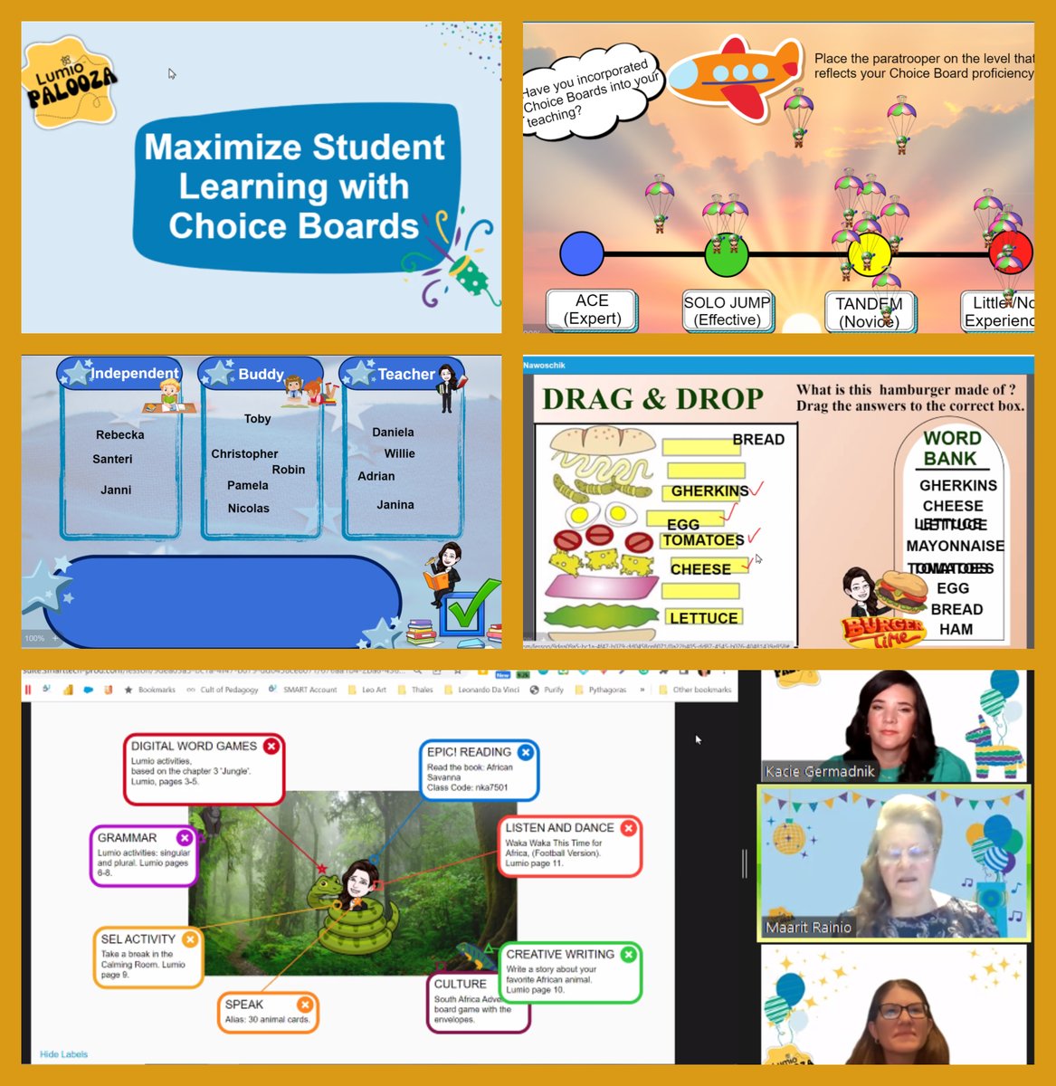 <a href="/LumioSocial/">Lumio 💛</a> #SummerPD event started with a great session. Thanks <a href="/RainioMaarit/">Maarit Rainio</a> for sharing your experience and expertise. Choice Boards, Drag&amp;Drop, Tic-Tac-Toe are my fav. 🤩Thanks @kcg316 and <a href="/sastorck1/">Sarah Storck</a> for hosting! 💛 #LumioPalooza #GoLumio #LumioChallenge