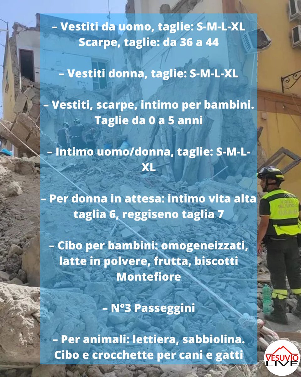 RACCOLTA DI CIBO E VESTITI per gli sfollati di Torre del Greco: rb.gy/j3pxm