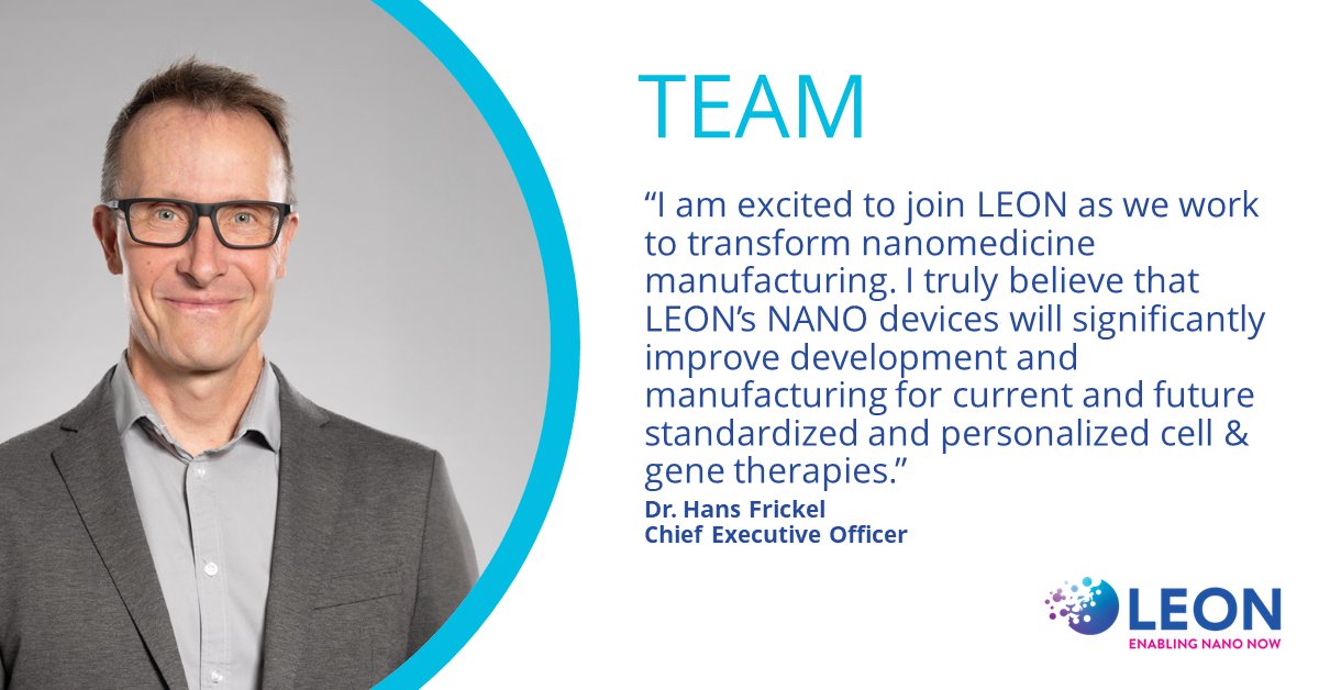 The #LEON team welcomes Dr. Hans Frickel, our new #CEO effective July 1st.

Dr. Frickel brings more than 20 years of experience in strategic and operational #leadership roles across the entire value chain of #pharmaceuticals and medical devices.

bit.ly/3rCdF76

#welcome