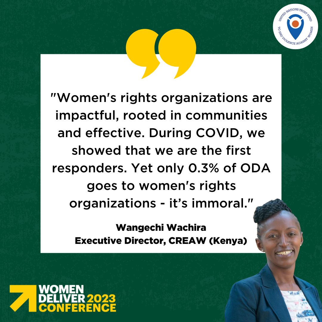 UN Trust Fund to End Violence against Women (@untrustfundevaw) on Twitter photo At <a href="/WomenDeliver/">Women Deliver</a>, <a href="/Wwangechi_leah/">Wangechi Wachira</a> from #UNTF grantee <a href="/CREAWKenya/">CREAW Kenya</a> calls for stronger support through flexible, core funding for civil society and women's rights organizations to respond to #VAWG survivors' needs. #WD2023 At <a href="/WomenDeliver/">Women Deliver</a>, <a href="/Wwangechi_leah/">Wangechi Wachira</a> from #UNTF grantee <a href="/CREAWKenya/">CREAW Kenya</a> calls for stronger support through flexible, core funding for civil society and women's rights organizations to respond to #VAWG survivors' needs. #WD2023