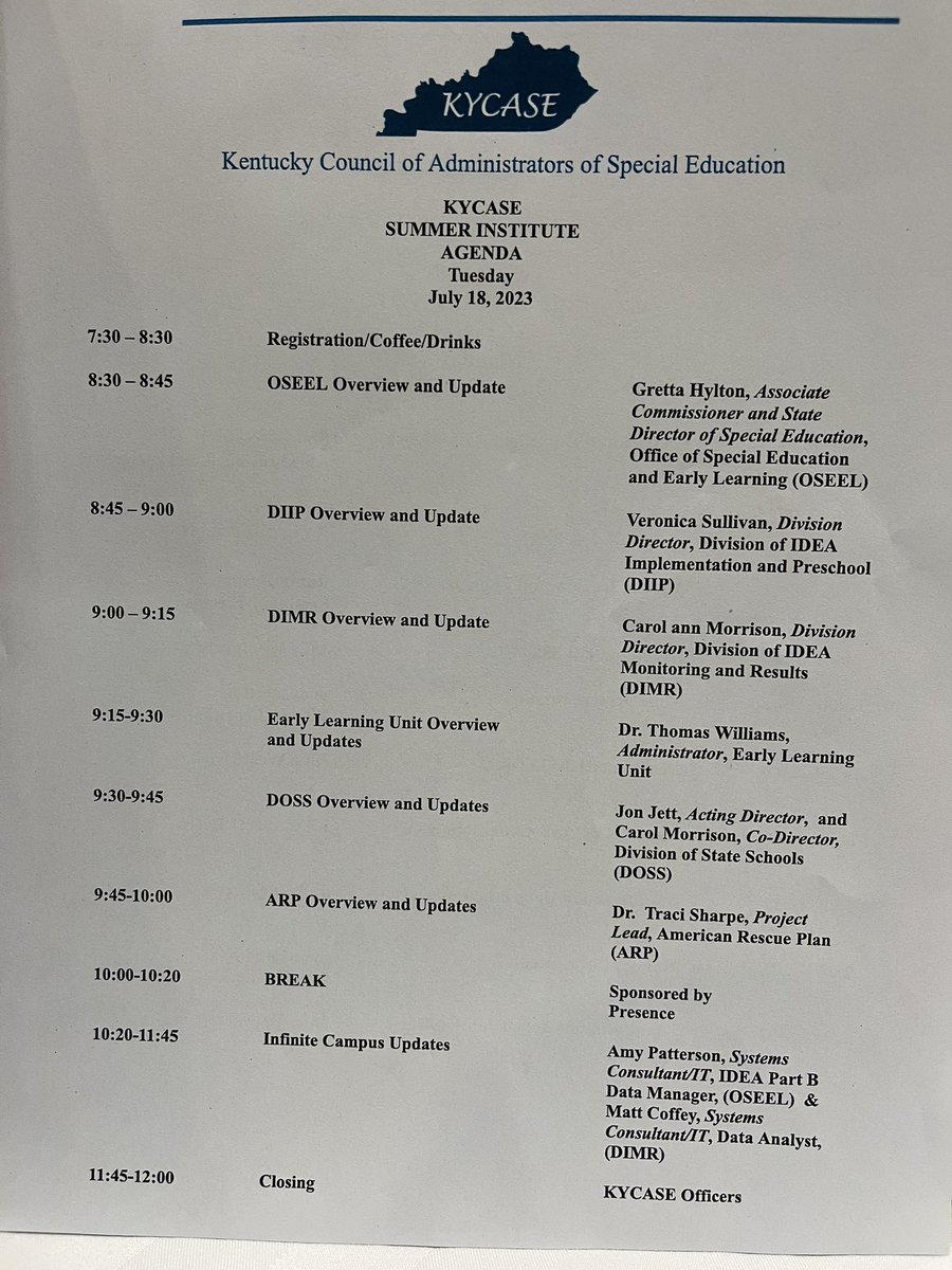 KYCASE1's tweet image. Day 2 of #KYCASE2023 Summer Institute has been full of great information and updates from from @KyDeptofEd OSEEL Team. @beckynixoneku @RobinDBush1 @barrydlee1