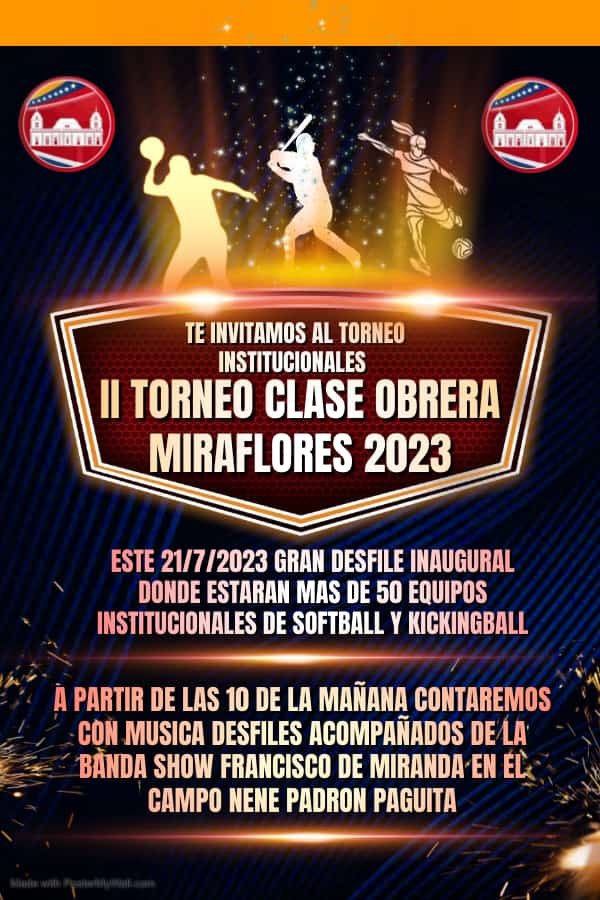 Este #21Jul llega el gran desfile inaugural del II Torneo Clase Obrera Miraflores 2023 

¡Participa!

#PoesíaCantoALaHumildad #18Jul