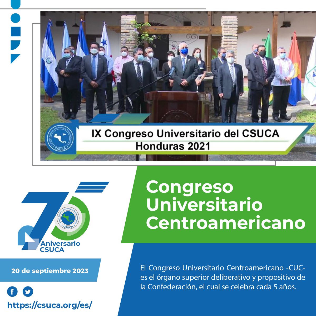 SGCSUCA's tweet photo. El Congreso Universitario Centroamericano -CUC- es el órgano superior deliberativo y propositivo de la Confederación, el cual se celebra cada 5 años
#75aniversario #EducaciónSuperior #Universidadespúblicas #CSUCA #REDCOMUNICA
@comunica_red https://t.co/V17FVW2SJV