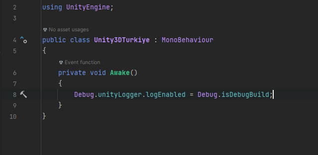 unity3d_tr's tweet photo. #Unity'de “Debug.unityLogger.logEnabled” kullanarak tüm DebugLog mesajlarını tek seferde kapatabileceğinizi biliyor muydunuz? https://t.co/YRqU7Lbl7I