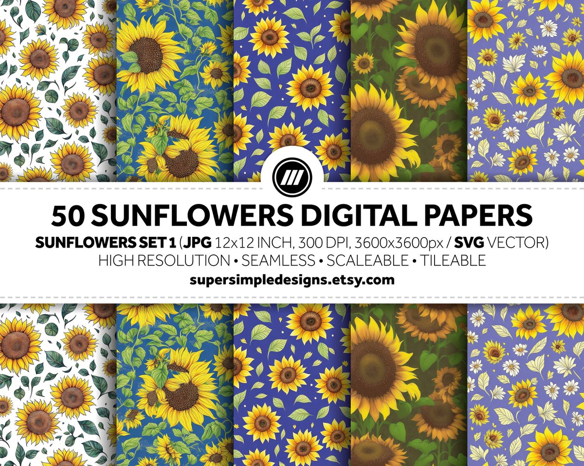 supsimdesign's tweet photo. Excited to share the latest addition to my #etsy shop: Sunflower Serenade: Set 1 of Sunflower Enchantments. 50 digital papers for artistic expression, showcasing delicate sunflowers JPG and SVG https://t.co/8JPkrW7pRJ #white #birthday #mothersday #gold #digitalpaper #f https://t.co/4dgMvg6Ahs