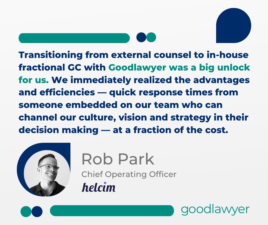 Use your legal to unlock your growth.

With our Fractional Counsel, you get more than vetted legal talent. As an embedded player on your team, a Goodlawyer gets your companies culture, vision and strategy to help accelerate your growth. 

Learn more: hubs.ly/Q01XXLyS0