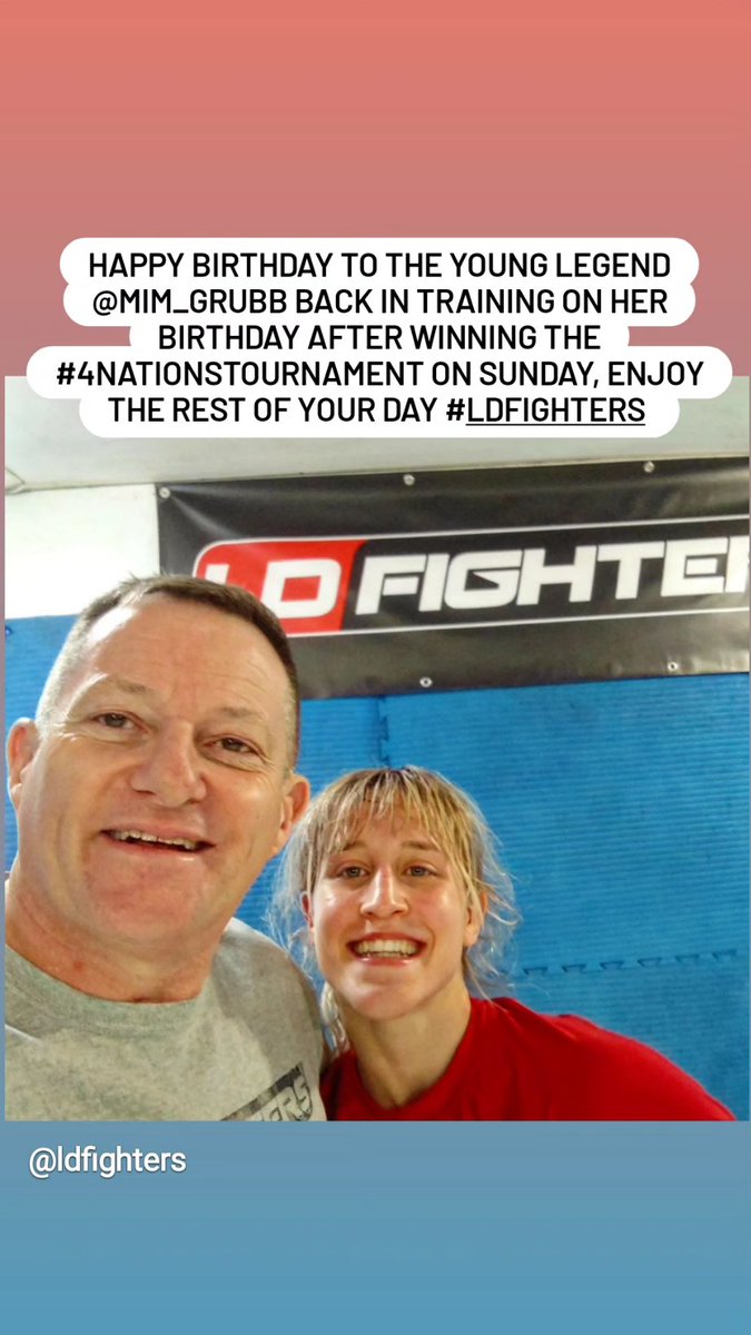 ldmma1's tweet photo. HAPPY BIRTHDAY to the young Legend @mim_grubb back in Training on her Birthday after Winning the #4nationstournament on Sunday, enjoy the rest of your day #LDFighters #Exetermma #devonmma #femalemma #femalefighter #thisgirlcan #emmaa #mmatraining #mmateam https://t.co/ipO2nKqeP8