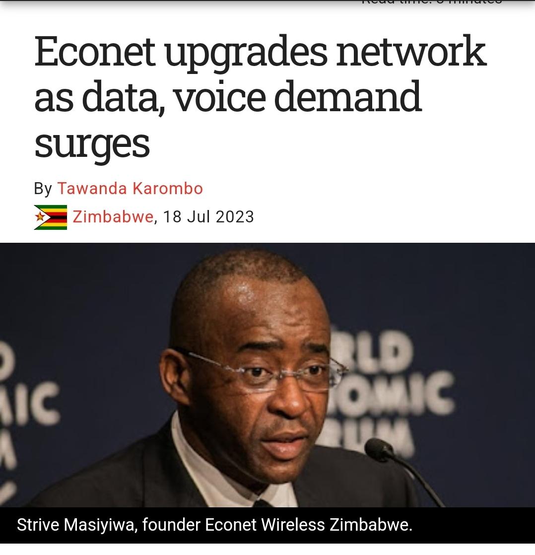 mcdenford's tweet photo. Tawanda Karombo's articles on #Econet  always puts Strive #Masiyiwa's picture on the article. I see it as a disrespect to the current leadership at EWZ who have been there for the past 20 years. For a local report, he can do better.  #itweb https://t.co/pur2L0Szgv