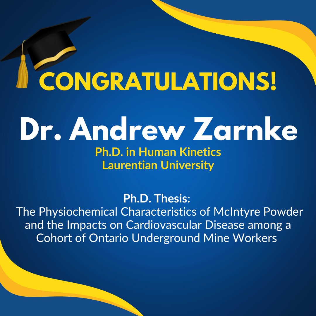 CROSH_CRSST's tweet photo. Congratulations to Dr. Andrew Zarnke on successfully defending his PhD in Human Kinetics from @LaurentianU yesterday! A great accomplishment and very important work.
#HealthAndSafety #McIntyrePowder #Mining @OHCOWclinics https://t.co/GKO8ExgsLK