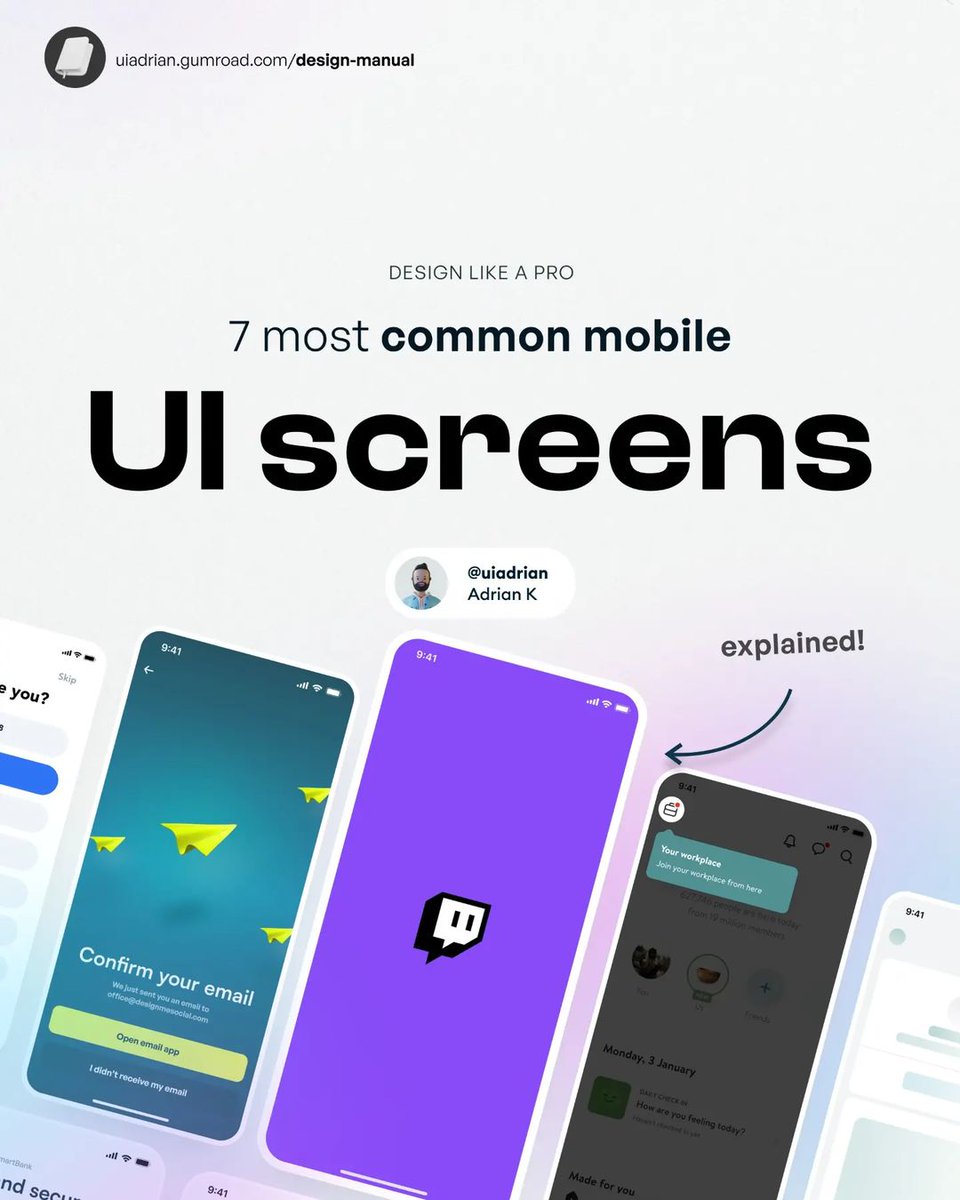 adriankuleszo's tweet photo. 7 most common mobile UI screens https://t.co/UY5mNnKgpZ