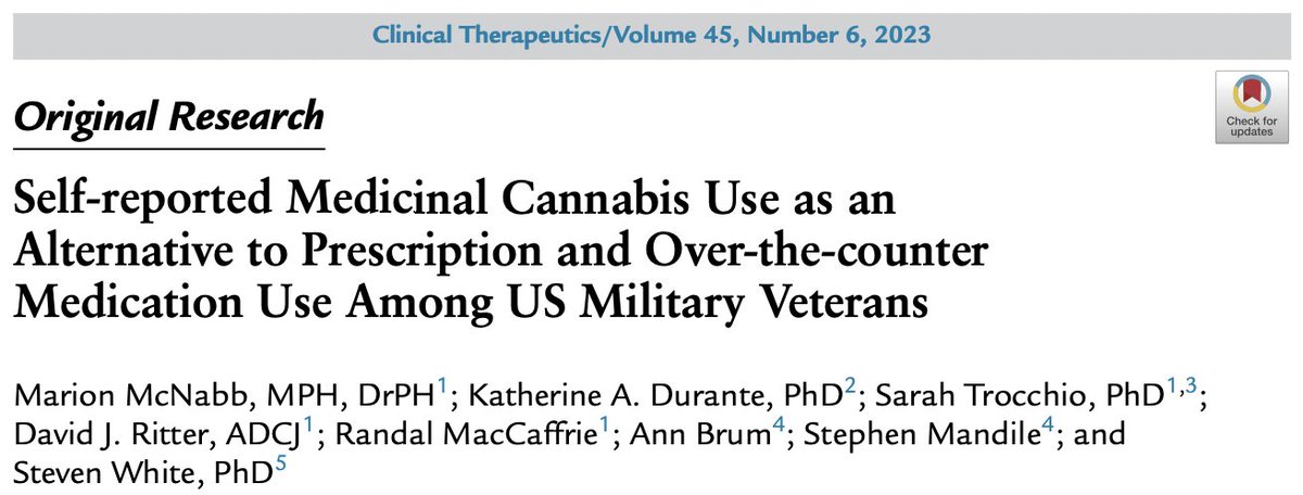 tomangell's tweet photo. NEW STUDY of military veterans finds that medical cannabis "was reported to improve quality of life and reduce unwanted medication use"—indicating that it can "play a harm-reduction role, helping veterans to use fewer pharmaceutical medications."

https://t.co/Av0NTnj4X4 https://t.co/w63krfVODD