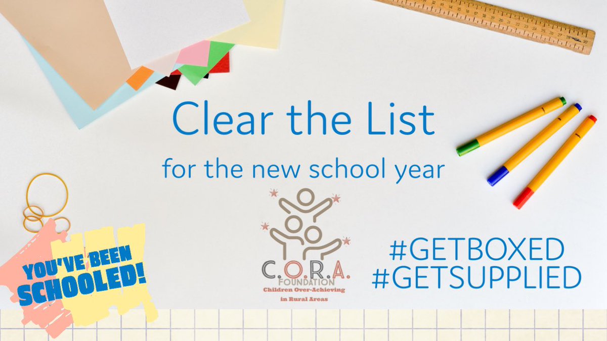 Continue to post you lists! Excited to see teachers getting their lists cleared! We are so glad to be able to purchase items off your lists! The CORA Foundation will also be sending out supplies to some lucky teachers! Follow &amp; Retweet to #GETBOXED AND #GETSUPPLIED