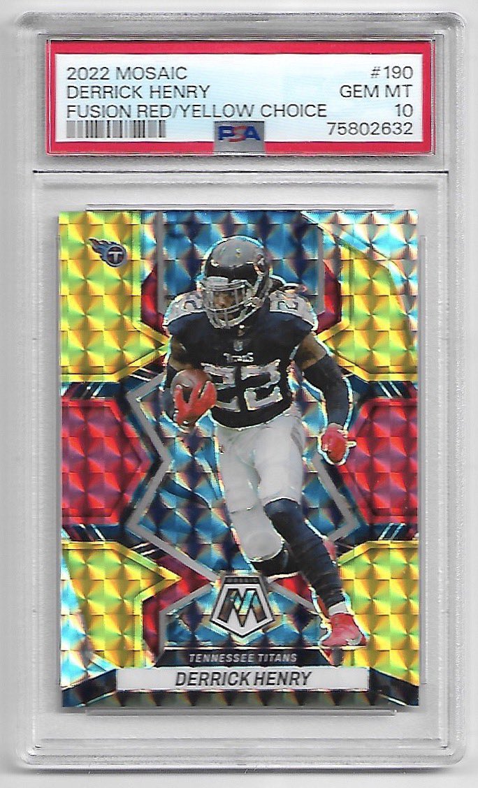 RT @nates_cards: @Elliott0924 @davisdugout Derrick Henry /80 PSA 10 Mosaic Fusion

$75 Shipped BMWT https://t.co/Mpbw3FMjZK