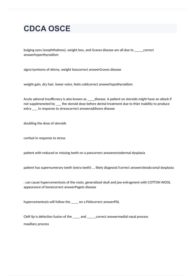 EllamSherry's tweet image. CDCA OSCE EXAM 2022/2023 WITH 100% CORRECT ANSWERS
#CDCA #OSCE #CorrectAnswer #fliwy 
fliwy.com/item/366239/cd…