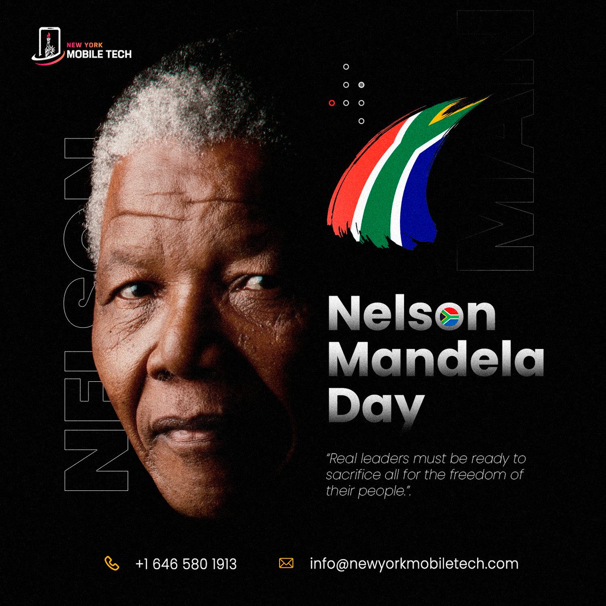 nymobiletech's tweet photo. Celebrating the life and legacy of a great leader who fought for freedom, justice and democracy. Happy Nelson Mandela Day! 

#MandelaDay #ItsInYourHands https://t.co/lHBlo0UwvF