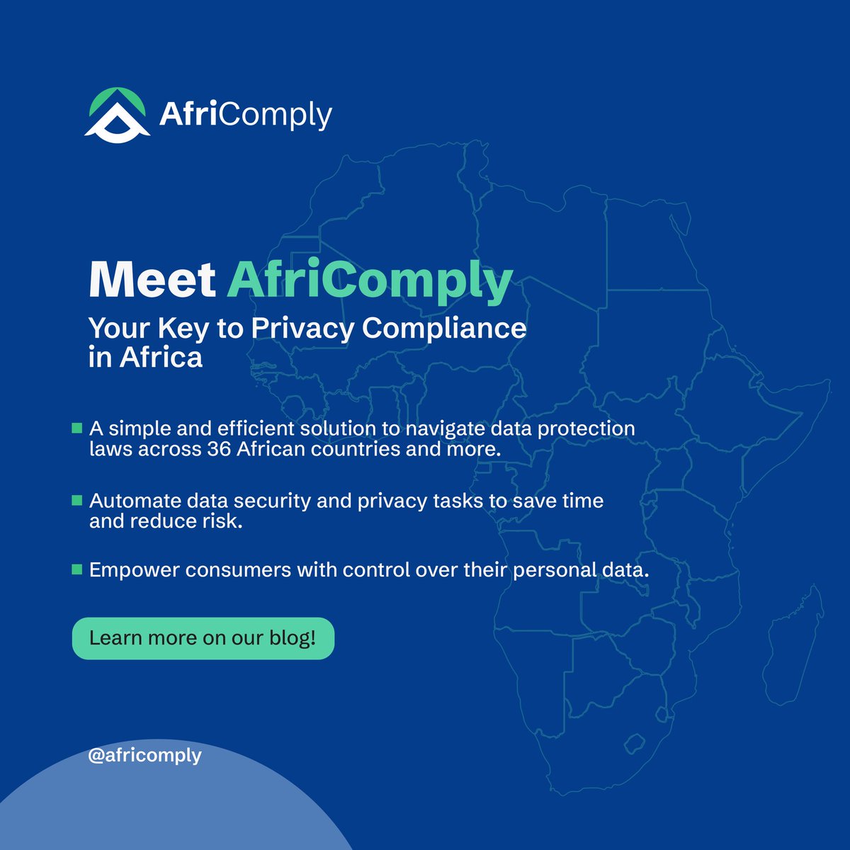 africomply's tweet photo. Are you a Data Protection Officer, Lawyer, Developer, or simply someone tasked with managing data protection compliance? Meet AfriComply - your trusted platform for securing sensitive data &amp; ensuring compliance with African data privacy laws. Chat with us: https://t.co/GtSE7akF3j https://t.co/0VTvDVl2aV