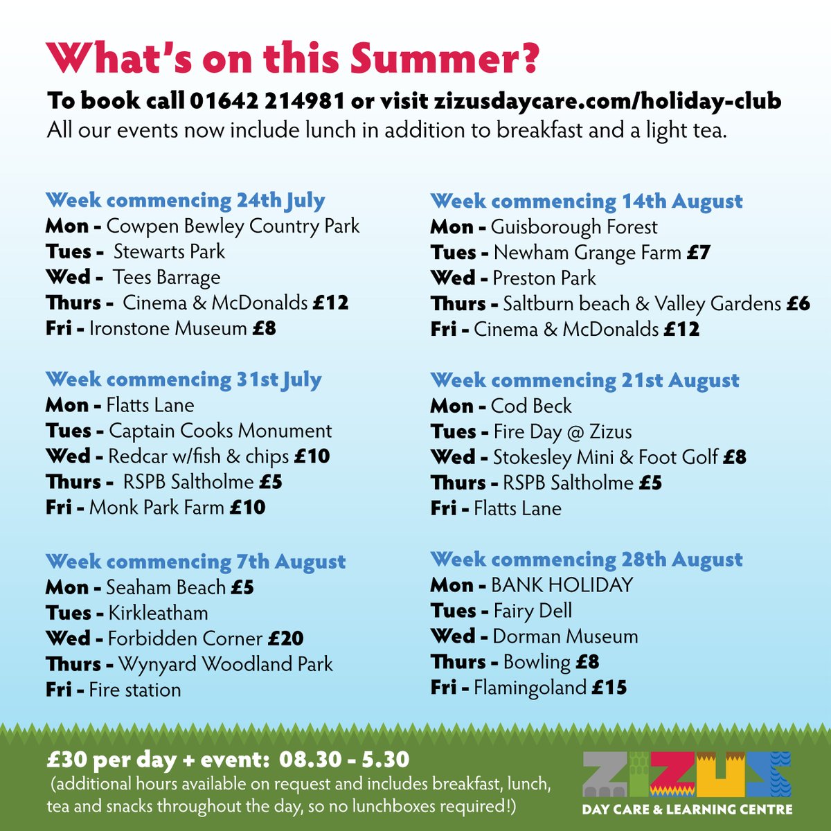 Less than a week until this year's summer club launches! ☀🎉

Book spaces for our award-winning holiday club at zizusdaycare.com/holiday-club/