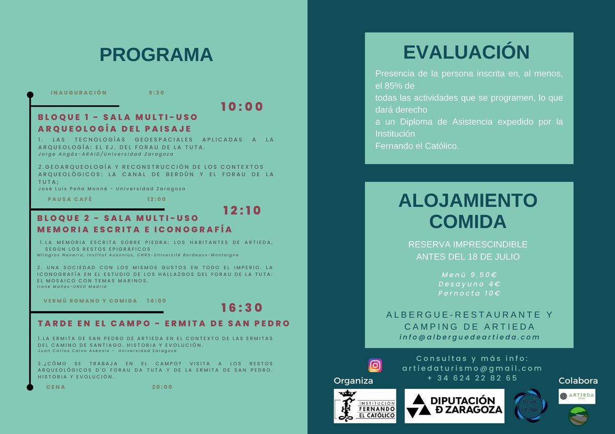 ✅Completamos la información para apuntarse, día 21, curso sobre arqueología en Artieda.