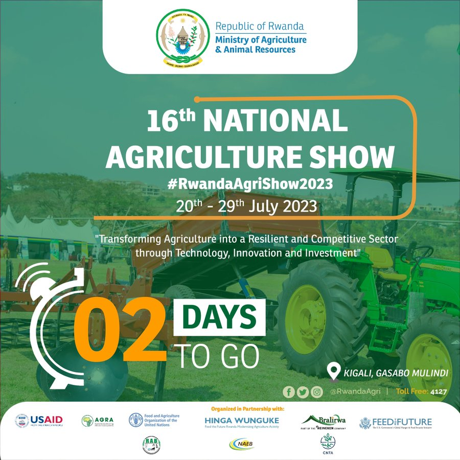 jcniyomugabo's tweet photo. 2 days to go! #RwandaAgriShow2023.

Join us to discover how technology, innovation, and investment are transforming agriculture into a resilient and competitive sector in Rwanda. https://t.co/3wpjC0bIFh