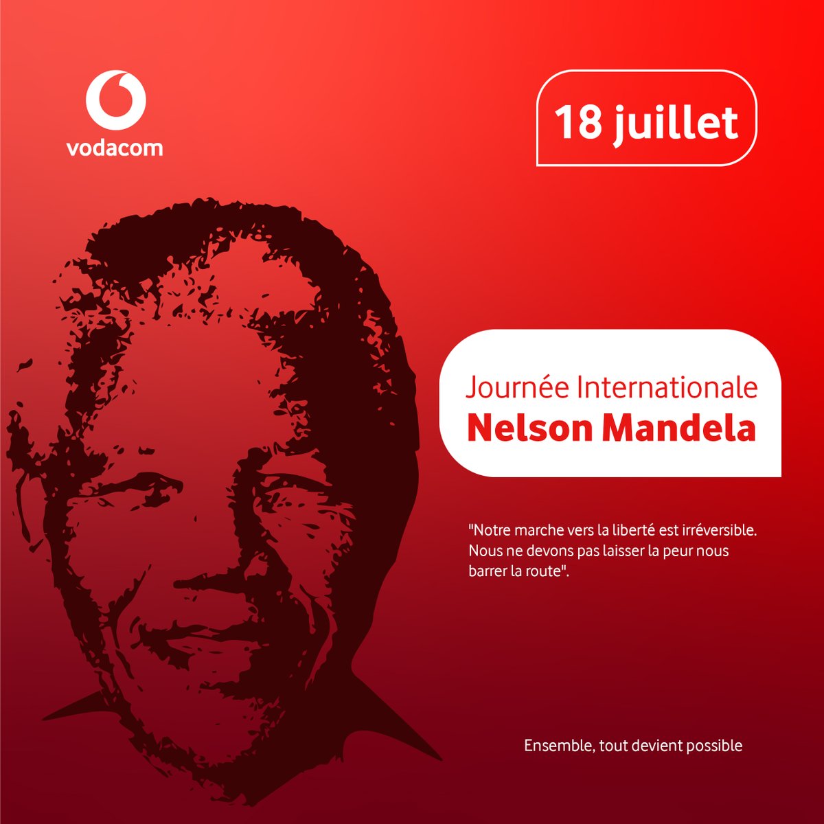 Vodacomcongo's tweet photo. @NelsonMandela: Ce qui compte dans la vie, ce n'est pas seulement d'avoir vécu. C'est la différence faite dans la vie des autres qui définit le sens de la vie que nous avons menée. Vodacom honore la mémoire de Nelson Mandela.
#Mandeladay
#ensembletoutdevientpossible https://t.co/g038RnnzMF