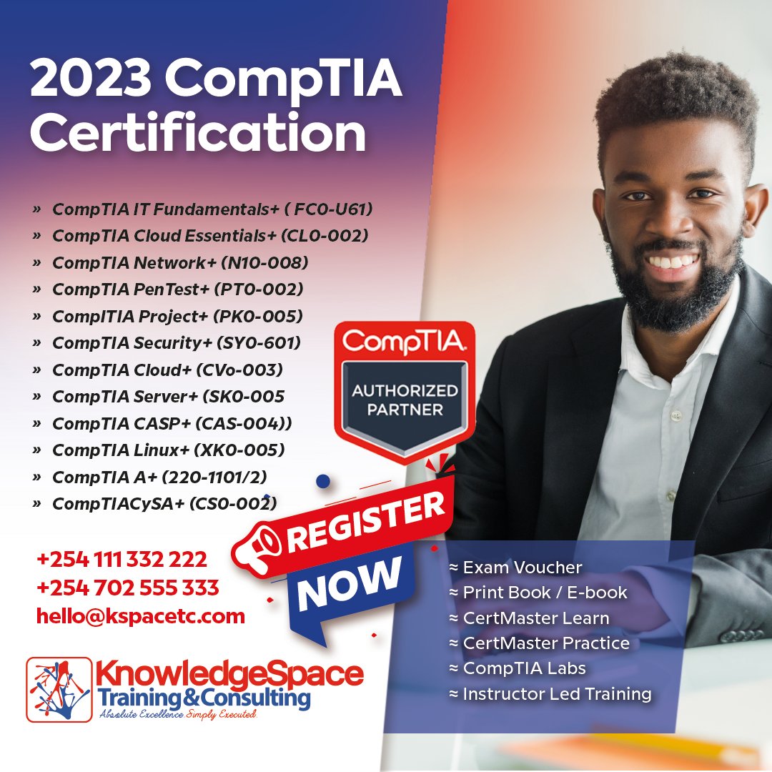 KSpaceTC's tweet image. Are you looking for an effective way to get CompTIA certified? Look no further! KnowledgeSpace offers the best classroom ILT and self-paced options, like Certmaster Learn and Labs, plus discounted Exam Vouchers. buff.ly/3Q3cmIu   #CompTIACertified #KnowledgeSpace