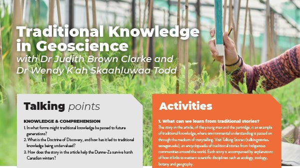 FUTURUMCareers's tweet photo. In our latest collection of #free #teacher #resources with explore the importance of #traditional #knowledge in #geoscience education and research with Dr Judi Brown Clarke (@jbc_judi) and Dr Wendy K’ah Skaahluwaa Todd: https://t.co/7w52kZdbD2 https://t.co/6CLTnlMSEk