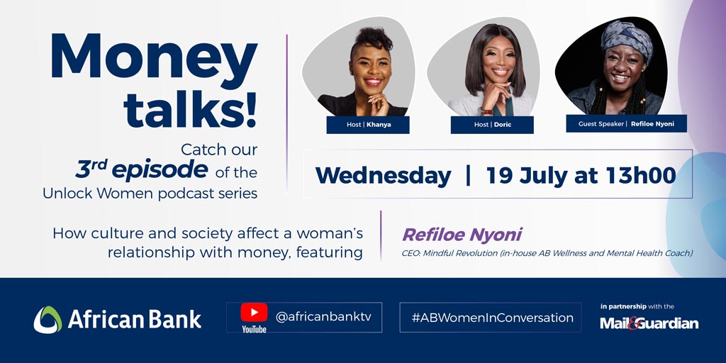 Get ready for the next episode of the #UnlockWomen Podcast, in partnership with @mailandguardian. This week Refiloe Nyoni, CEO: Mindful Revolution will discuss the role that “personal mastery” & mindset play in personal finance management. Episode airs on Wednesday, 19 July at… https://t.co/jlKqAhg2Ya https://t.co/9nQkNLCvhk