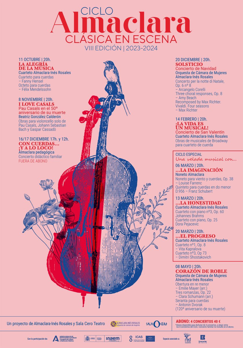 En la temporada 2023-2024 en <a href="/salaceroteatro/">Sala Cero Teatro</a> junto a @Almaclara_OCM volveremos a apostar por la música clásica: Lanzamos la VIII edición del Ciclo Almaclara | Clásica en escena. 
Más info y entradas salacero.com/musica

#conciertossevilla #músicaclásica #culturasev