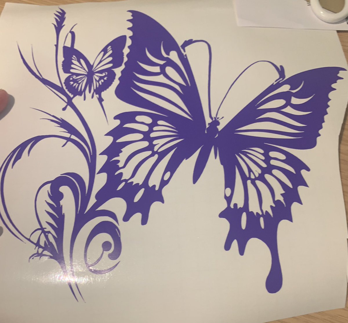 Our beautiful Butterfly with flower Vinyl Decal, in our amazing purple #butterfly #purple #vinyldecal #mhhsbd #flowers #pretty