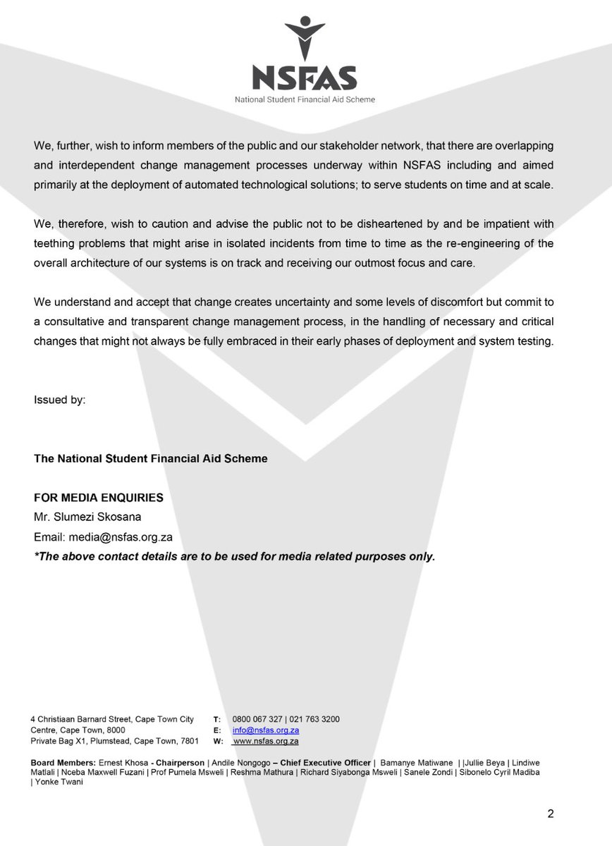 NSFAS GOES FULL THROTLE WITH ACCELERATED PROCESSING OF STUDENT ALLOWANCES