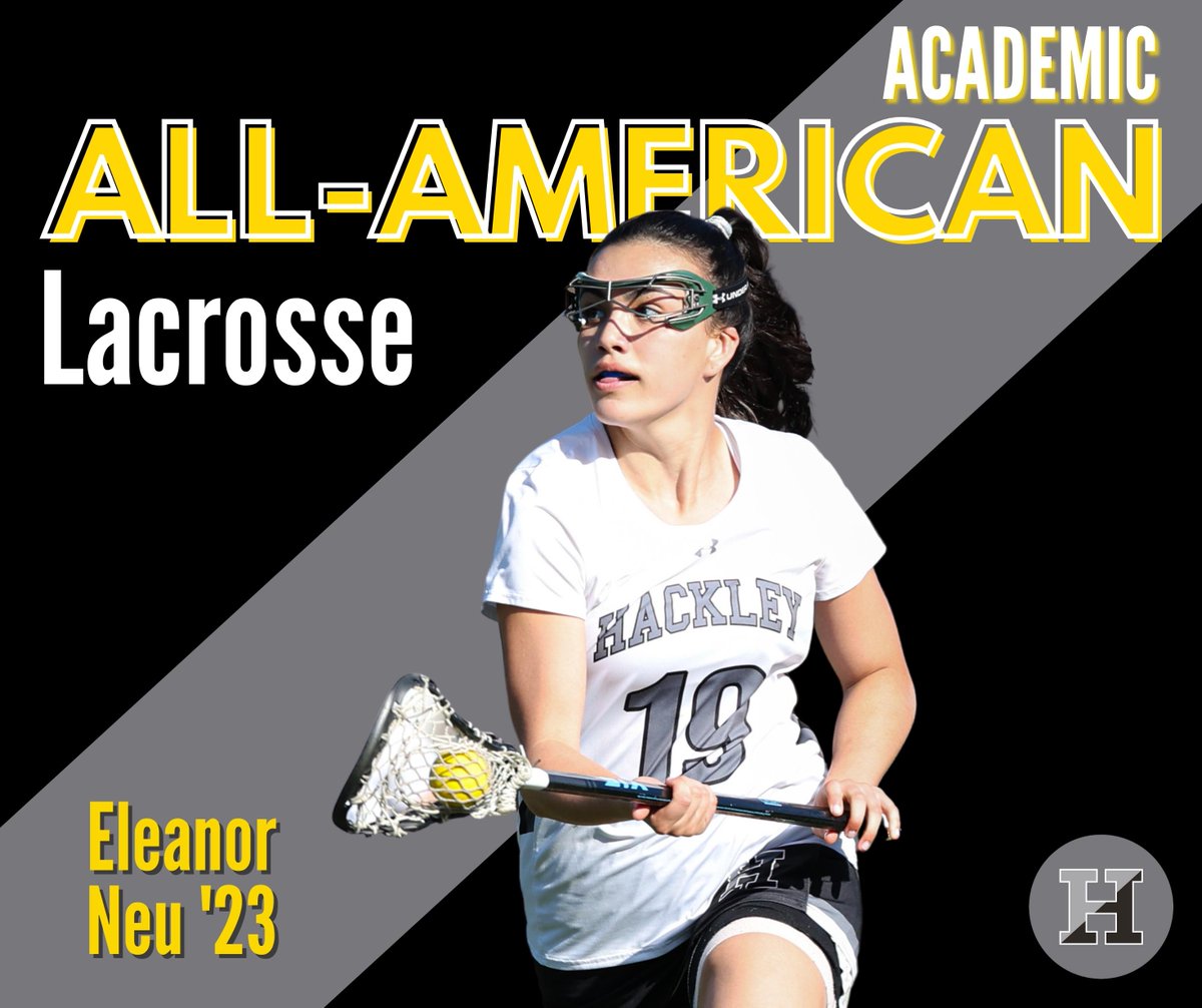 HackleySchool's tweet photo. Congrats to Eleanor Neu ’23 for earning Academic All-American recognition from @USA_Lacrosse, awarded to players who exhibit exemplary lacrosse skills, sportsmanship and high standards of academic achievement!
#HackleyHornets #HackleyAthletics #AllAmericanAthletes @lohudsports https://t.co/z3ISk5k2FF