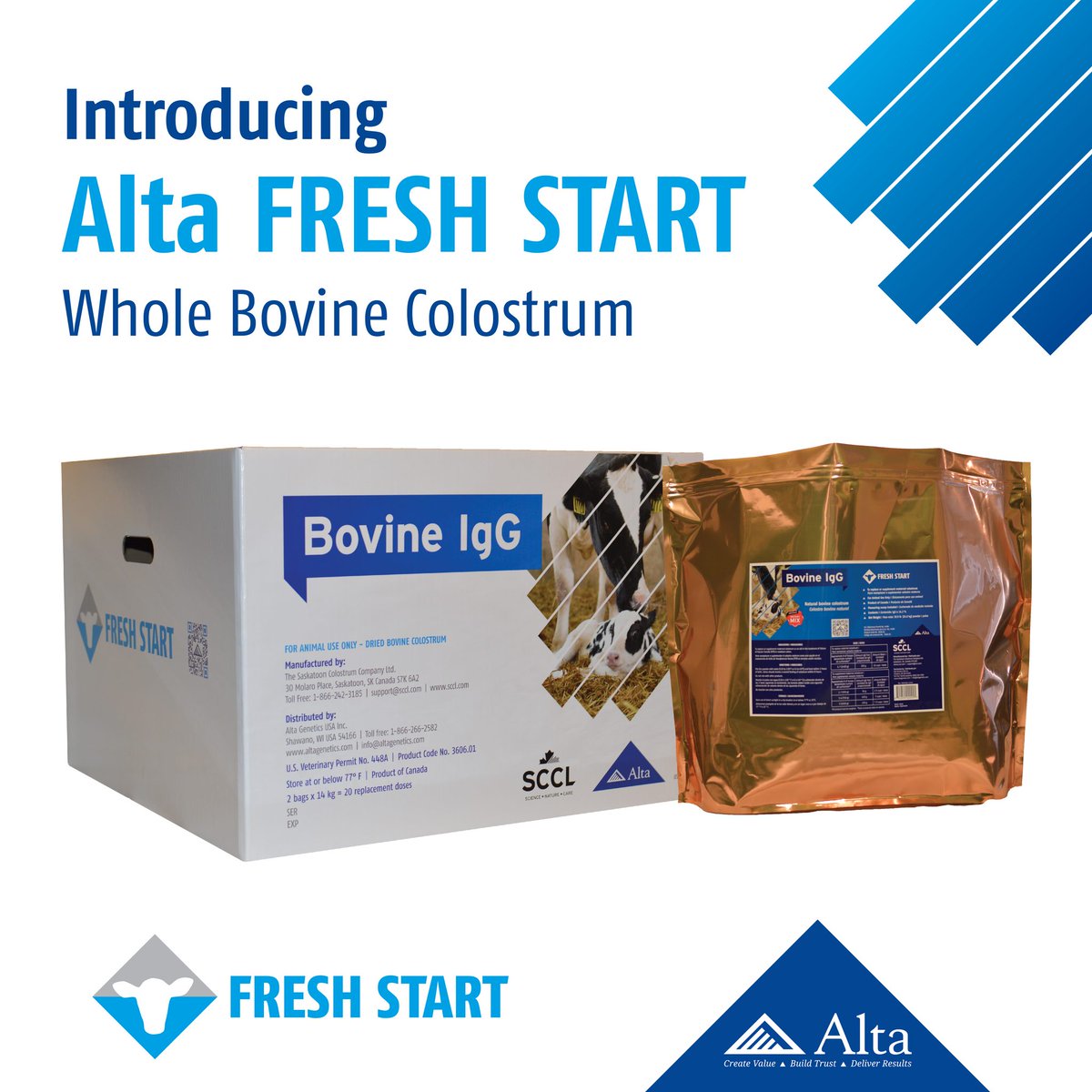 AltaGenetics's tweet photo. Now available in Canada
Alta FRESH START Whole Bovine Colostrum!
Future success begins with a healthy calf.
Learn more at https://t.co/KxRZmtraxr
#altafreshstart
#colostrum
#calfcare
#altagenetics
#dairymanagement https://t.co/cBQMvYScnS