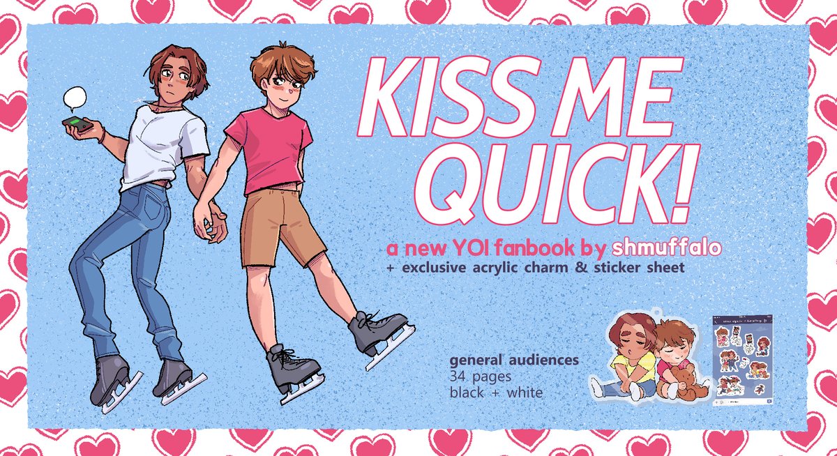 ⛸It's finally here!📖 Say hello to KISS ME QUICK!, my new Yuri!!! on Ice fancomic for the leoji faithful. Available in print, bundled with a few extra goodies 👇👇👇