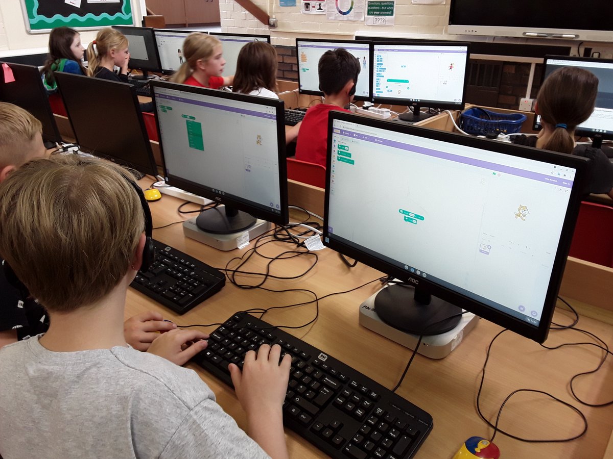 HartestSquirrel's tweet photo. Continuing our French Day, Squirrels' have enjoyed using TT Rockstars in French and are currently making a conversation with Scratch program in ICT. Thank you to Tyler for teaching the rest of the class how to change the variables on Scratch https://t.co/ZY55hp6JPK