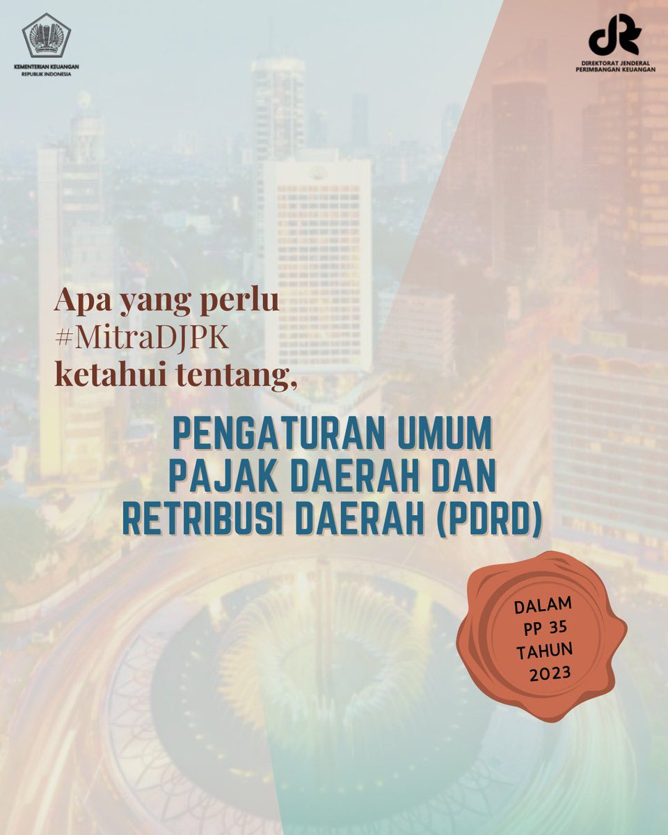 DitjenPK's tweet photo. #MitraDJPK sudah baca Peraturan Pemerintah terbaru Nomor 35 Tahun 2023 tentang KUPDRD belum nih?
Naah, #MinPeka bantu rangkum ya mengenai Pengaturan Umum nya…
Kita simak bersama yuk, swipe swipe!
#KUPDRD
#PDRD
#UUHKPD https://t.co/Xz9S282y26