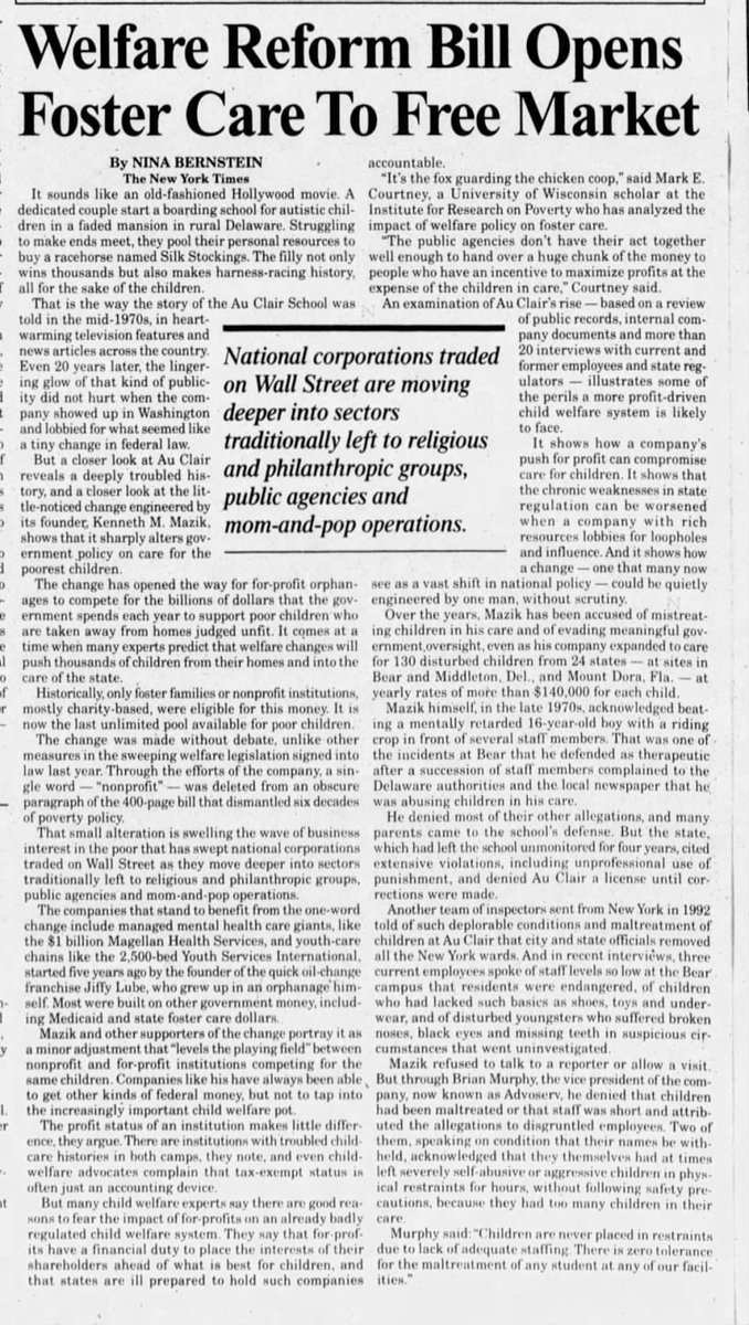 YEP4Rights's tweet photo. The @nytimes nailed this piece from 1997. This one word change DID radically change #ChildWelfare. 

YSI, mentioned below, eventually morphed into Sequel. Sequel's impact on #FosterCare was horrific, as @SenSaraGelser @NDRNadvocates @dawnjpostesq @TommyJamesLaw can attest to. https://t.co/w5JPOGIfMM