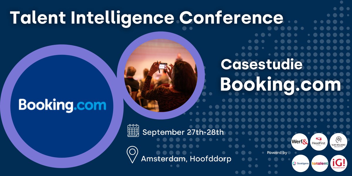 De eerste case spreker voor de Talent Intelligence Conference is bekend, namelijk <a href="/bookingcom/">Booking.com</a>! De Talent Intelligence Conference wordt gehouden op 27 en 28 september in Hoofddorp. 

Voor meer informatie en kaartjes zie:
intelligence-group.nl/talent-intelli…