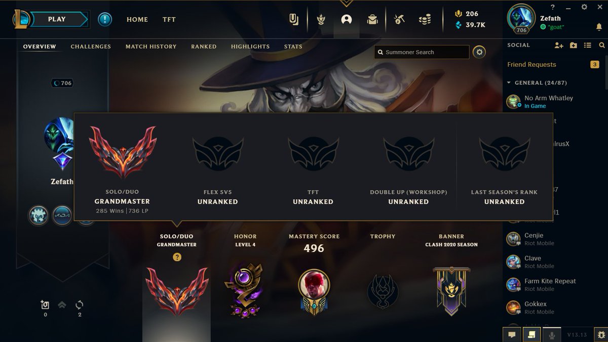 Zefathlol's tweet photo. I gained 200LP on the very last day of split 1, managing to get higher than I've ever been and hitting Grandmaster for the first time. 
Quite happy. https://t.co/RbWuhfmeIU