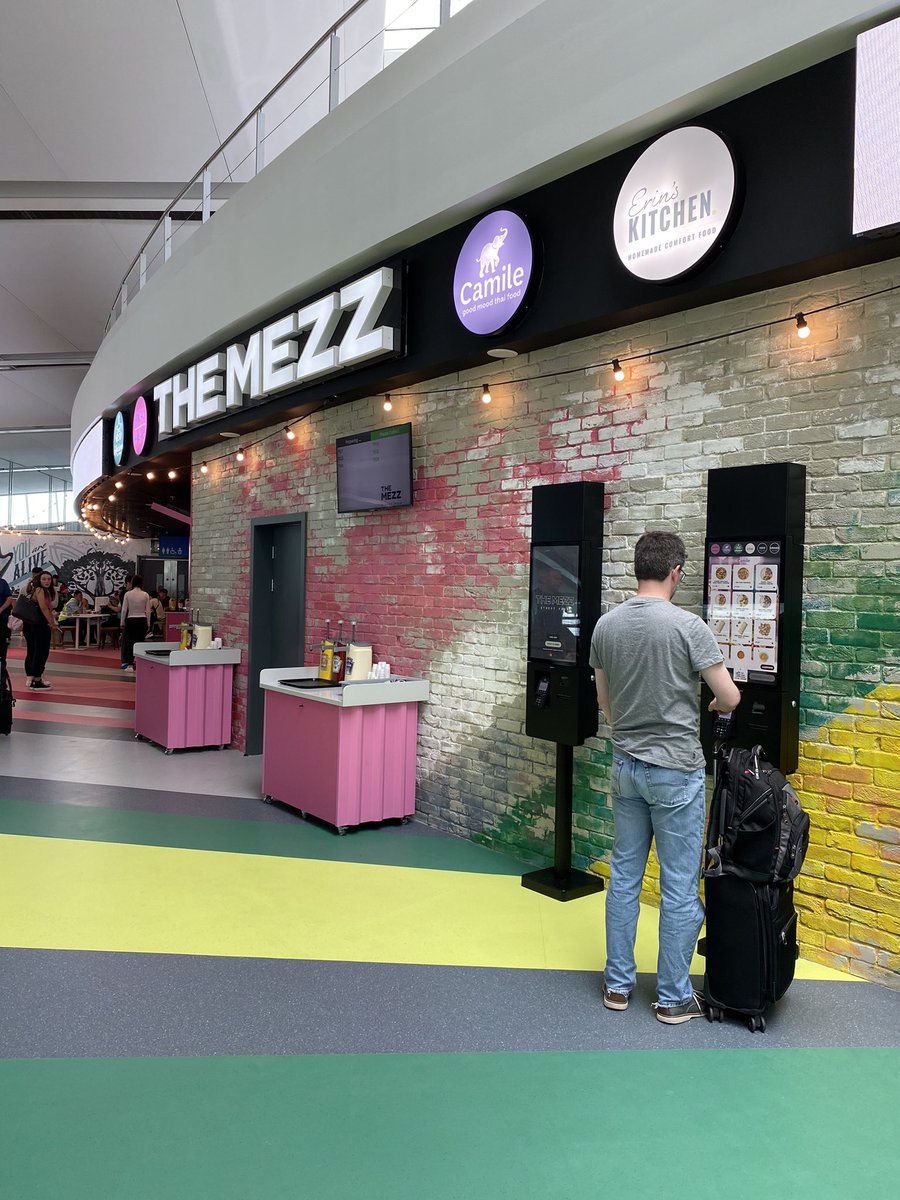 DublinAirport's tweet photo. Forks at the ready! “The Mezz” is now open in Terminal 2 @ Dublin Airport - an exciting new street food unit serving delicious food from 6 great outlets including @CamileThai, Handsome Burger, Ancho Hancho, Erin’s Kitchen &amp; @BadgerAndDodo. 🌯 🍔 ☕️ 🍺 🍛 

https://t.co/0L0oaqPiIV https://t.co/kclC3FLfW5