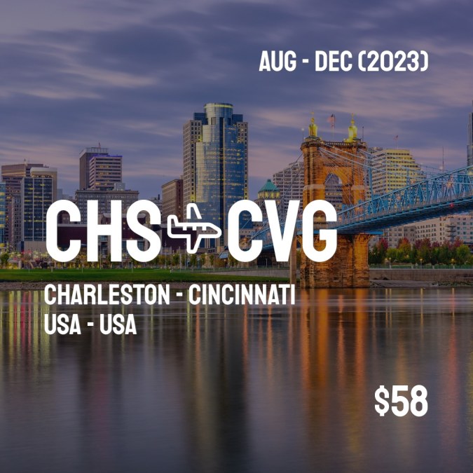 CHSCheapFly's tweet image. ✈️ Charleston (CHS) to Cincinnati (CVG) for only $58 (USD) roundtrip 💸
33 live dates on Adventure Machine. - get the app on iOS or Android #charleston #charlestonsc #charlestonlife #charlestonphotographer #charlestonliving #charlestoneats