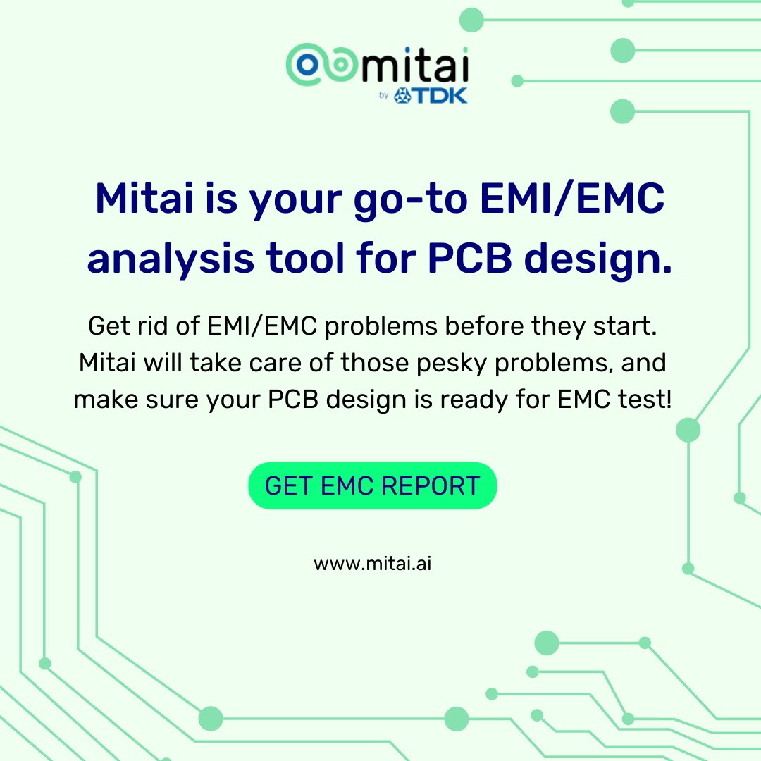 denpaflux's tweet image. Optimise your design at the early stage of product design with Mitai, because no one likes to redesign a PCB layout design at a later stage because it delays product launches and is very costly.

Mitai will analyze your circuits and help you reduce your EMI risk.

#mitai #pcb