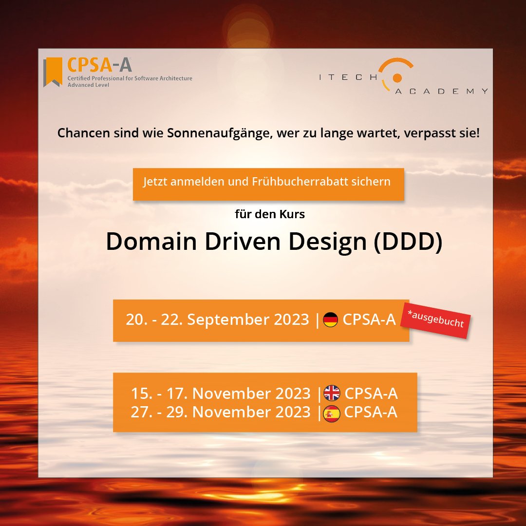ITechProgress's tweet image. Ergreife jetzt die Chance und sichere Dir einen begrenzten Platz in unserer innovativen Schulung zur Steigerung des Softwareerfolgs durch Domain Driven Design (DDD)!

itech-progress.com/isaqb-advanced…

#softwareentwicklung #softwarearchitecture #softwareengeneering #DomainDrivenDesign