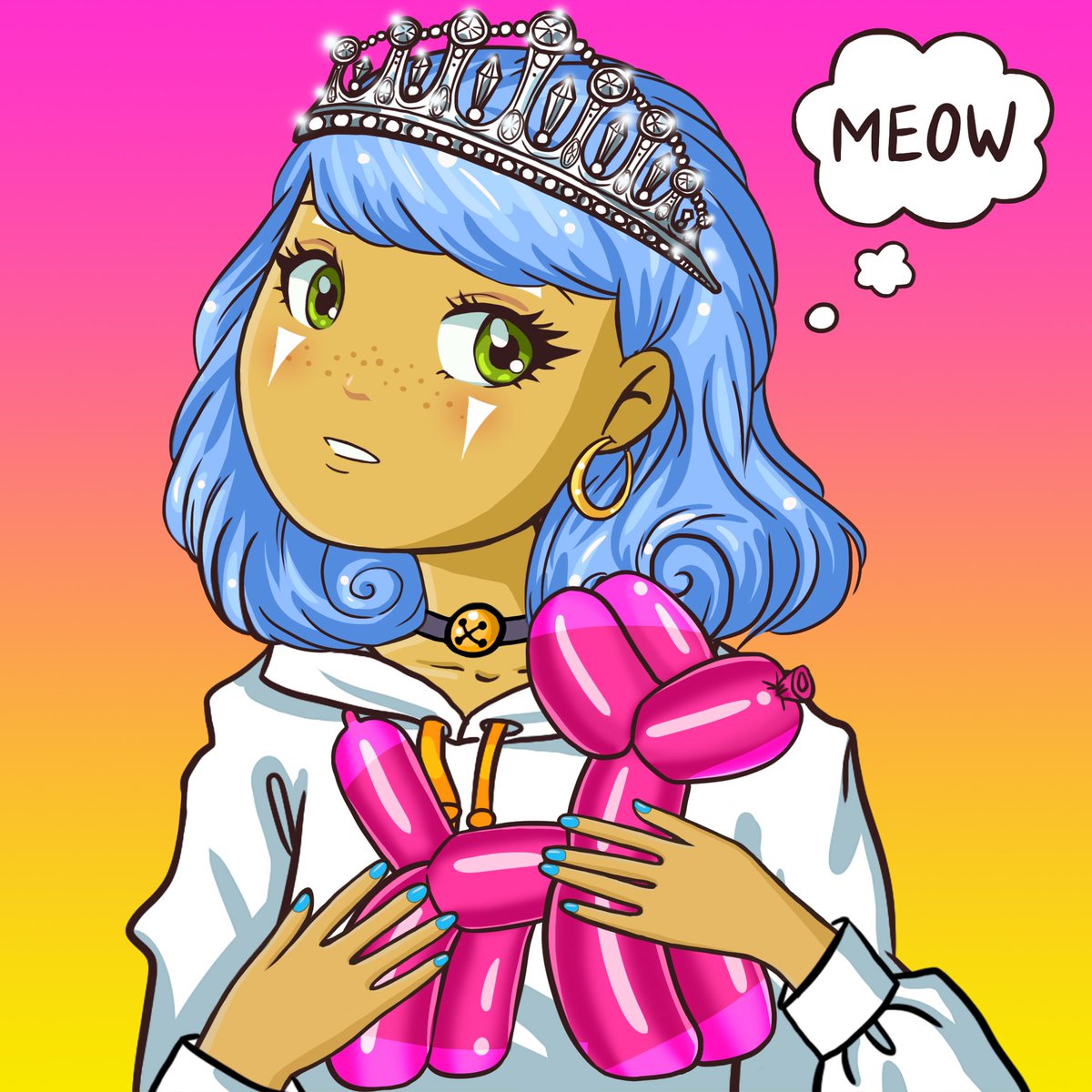 Gm dearest cat fam!🐈🐈‍⬛ How are you this Tuesday? We are steadily working on our #CrazyCatDamsels trait list, adding beauriful tiaras, make ups, head pieces and… balloon cats 🤪🙀🎈#NFT #web3 #NFTartist #NFTCollection #digitalart #neko #kawaii