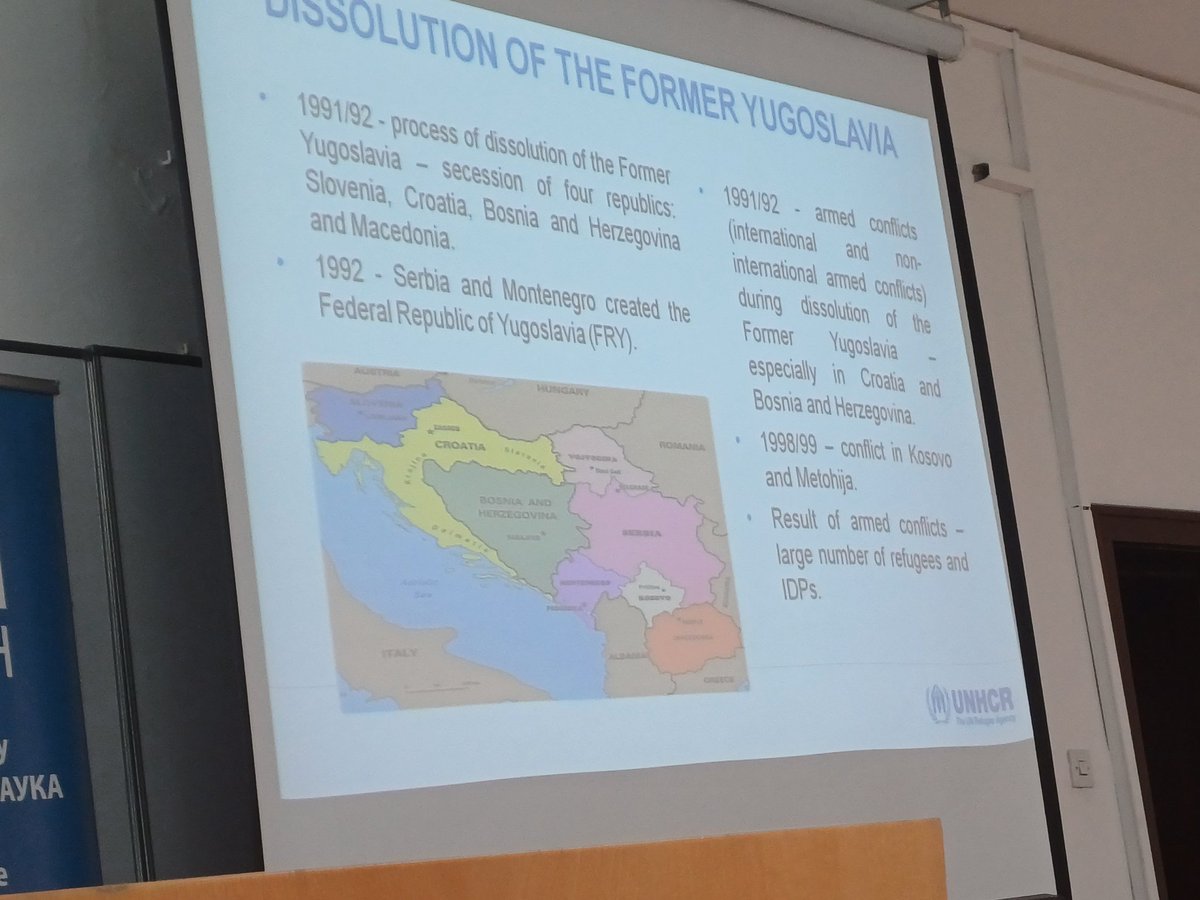 Listening presentation of the <a href="/UNHCRSerbia/">UNHCR Serbia</a> employee who denies the @ICTY, UN Tribunal. Unbeilivable! According to him, series of civil wars happened in former Yu because 4 states did not want to stay in Yu. WTF?